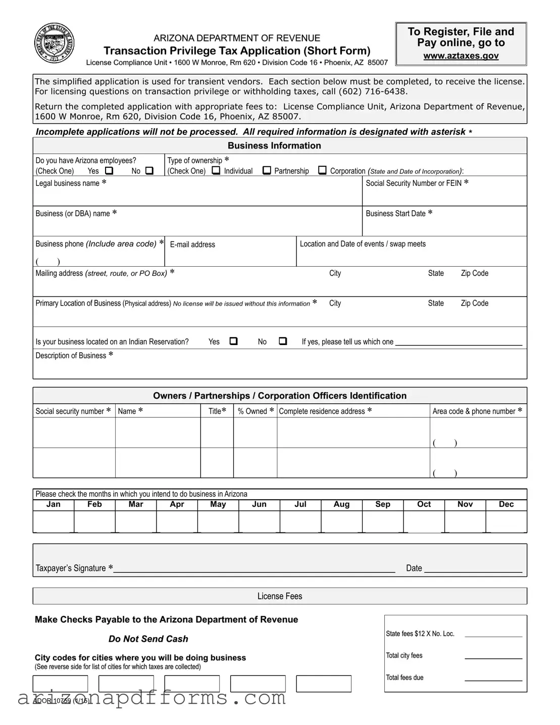 Blank Ador 10759 Arizona Template