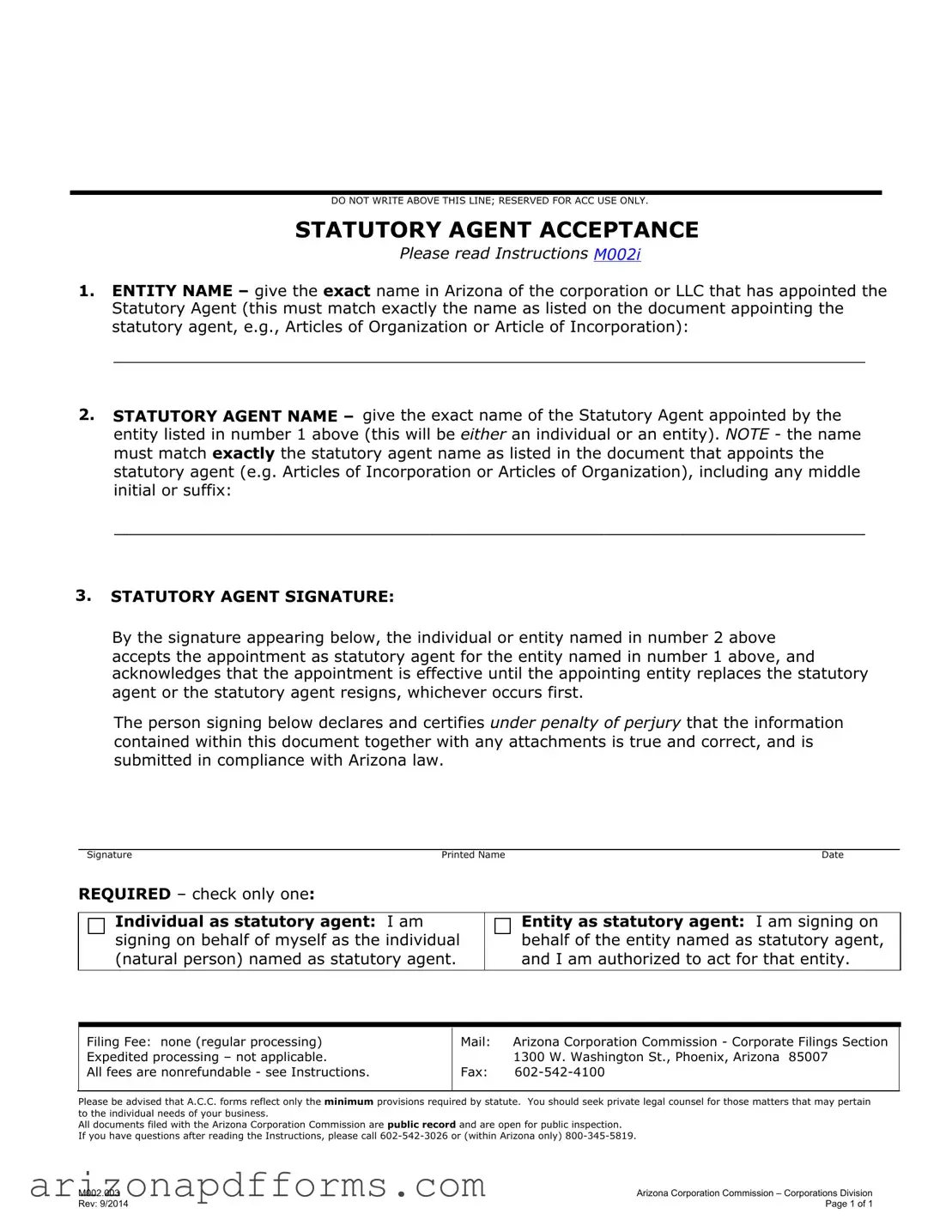Blank Arizona Agent Template