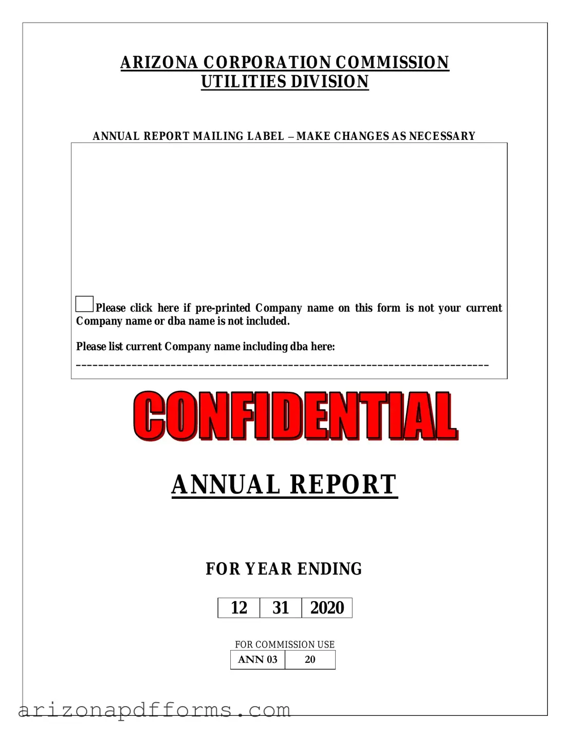 Blank Arizona Annual Report Template