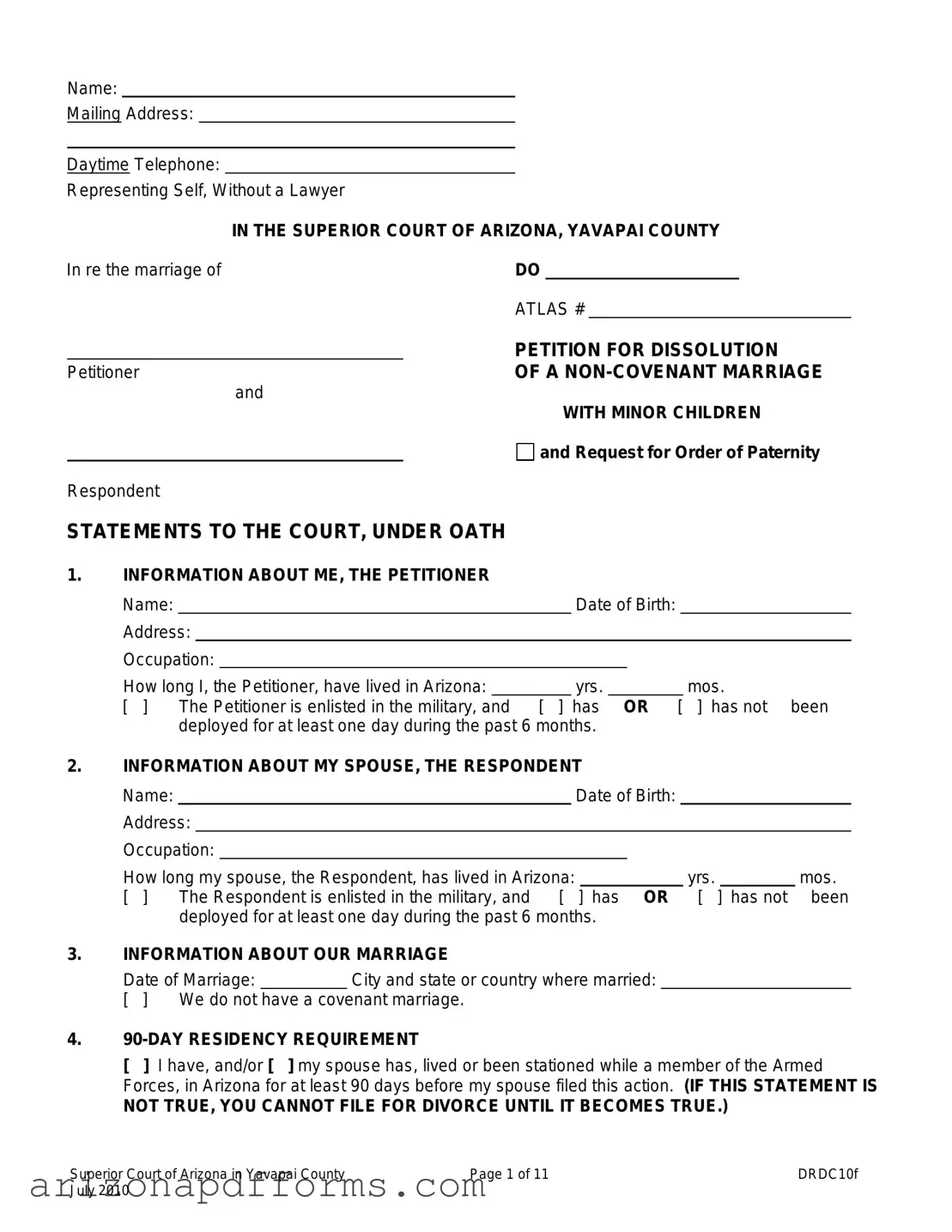 Blank Arizona Drdc10F Template
