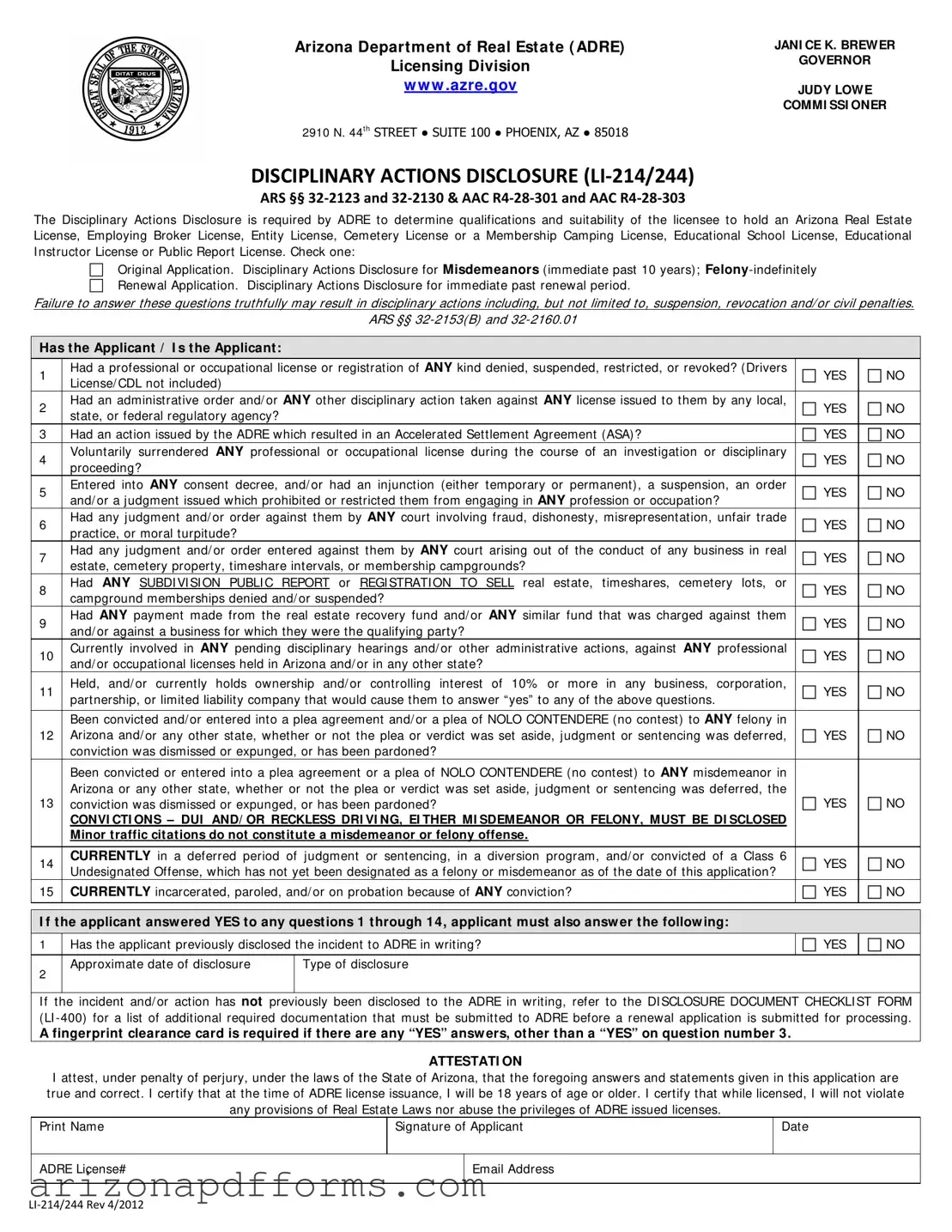 Blank Arizona Li 214 244 Template