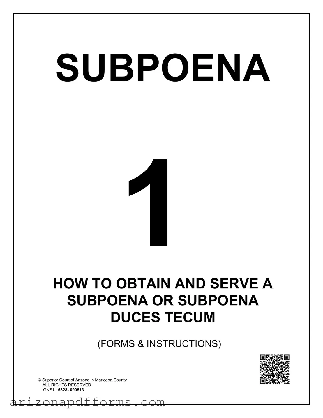 Blank Arizona Subpoena Template
