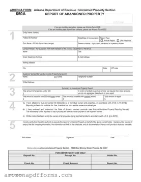 Blank Arizona 650A Template