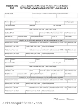 Blank Arizona 652 Template