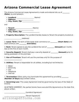 Official  Commercial Lease Agreement Template for Arizona