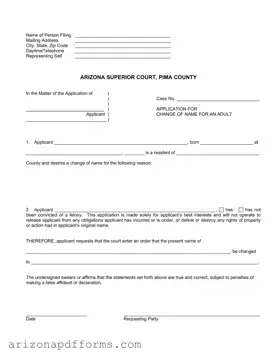 Blank Arizona Court Change Name Template