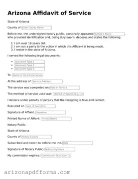 Official  Affidavit of Service Template for Arizona