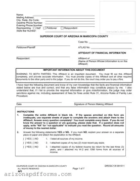 Blank Arizona Financial Template