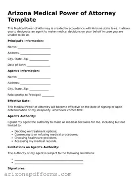 Official  Medical Power of Attorney Template for Arizona