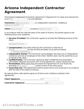 Official  Independent Contractor Agreement Template for Arizona