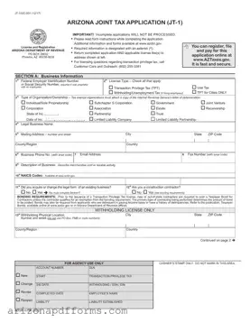 Blank Jt 1 Arizona Tax Template