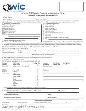 Blank Wic Arizona Template